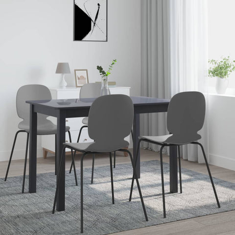 ZNTS Dining Table Black 114x71x75 cm Solid Rubber Wood 247364