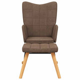 Rocking Chair with a Stool Brown Fabric 328021