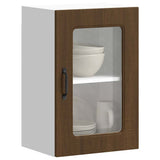 Kitchen Wall Cabinet with Glass Door Kalmar Brown Oak Engineered Wood 853534