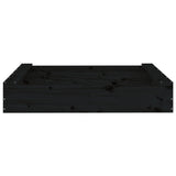 Sandbox with Seats Black Square Solid Wood Pine 825034