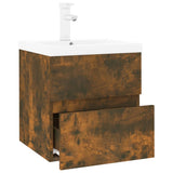 Sink Cabinet with Built-in Basin Smoked Oak Engineered Wood 3152858