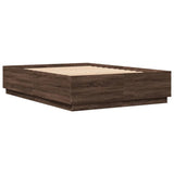 Bed Frame with LED without Mattress Brown Oak 150x200 cm King Size 3209610