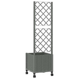 Garden Planter with Trellis&Wheels Light Grey 40 x 40 x 146 cm 3422922
