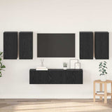 TV Cabinet Set Wall-mounted Black Oak Engineered Wood 3393304