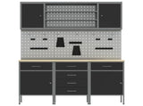 Work Cabinet with Drawer 7 pcs Black Engineered Wood and Steel 3321442