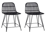 Bar Stool 2 pcs Black 44 x 54 x 96 cm Rattan and Steel 42033209