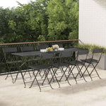 Folding Bistro Chairs 8 pcs Black Poly Rattan and Steel 3152114