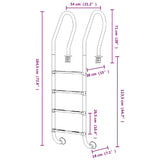 Pool Ladder 54x38x184.5 cm 304 Stainless Steel 93456