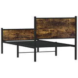 Metal Bed Frame without Mattress Smoked Oak 75x190 cm Small Single 4007840