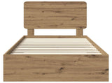 Bed Frame with Drawer Artisan Oak 90 x 200 cm Engineered Wood 3412836