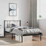 Metal Bed Frame without Mattress with Headboard Black 100x190cm 352474