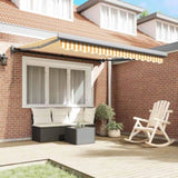 Retractable Awning Yellow and white 300 x 250 cm Fabric, Metal 3329926