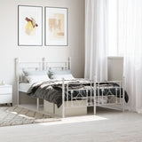 Metal Bed Frame without Mattress with Footboard White 120x190cm 374403