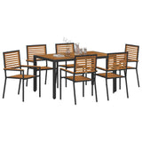 Garden Dining Set 7 pcs Black and Brown Poly Rattan 3365440