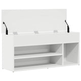 Shoe Bench White 102x30.5x45 cm Engineered Wood 859136