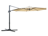 Round Umbrella Parasol W/ Tilt 360&deg Rotation and Hand Crank Cross Base-Beige T3398P318567