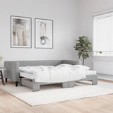 Daybed with Trundle and Mattresses Light Grey 90x190 cm Fabric 3196649