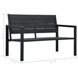 Garden Bench Black HDPE 120 cm long Durable Garden Bench 47878