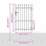 Fence Gate Grey 100 x 150 cm Powder coated steel 42008881