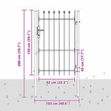 Fence Gate BOXTEL 103 x 200 cm Powder-Coated Steel Grey 42008881