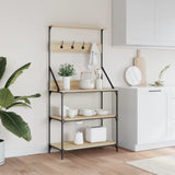 Baker's Rack with Hooks 4-Tier Sonoma Oak Engineered Wood 838959