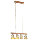 Industrial Ceiling Lamp Brass E27 Mango Wood 320522
