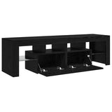 TV Cabinet with LED Lights Black Oak 140x36.5x40 cm Engineered Wood 862030