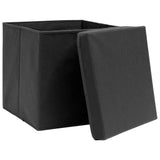 Storage Box Set of 10 Black Non-woven fabric 288334