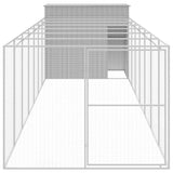 Dog House with Run Light Grey 214x865x181 cm Galvanised Steel 3189128
