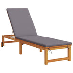 Sun Lounger Reclining Brown 53 x 202 x 89cm Solid Acacia wood 4108109