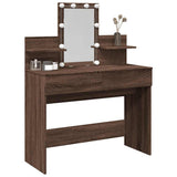 Dressing Table with LED Brown Oak 100x40x130 cm 848205