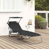 Folding Sun Lounger Folding Black 190 x 57 x 81 cm Oxford 42003129