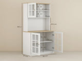 Freestanding Kitchen Cupboard, Storage Cabinet with Doors and Adjustable Shelves, Counter Top, Grid T3398P378041