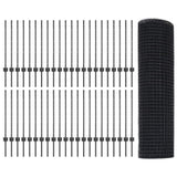 Welded Wire Fence with Post 100 x 0.8 m PVC-Coated Steel Grey 3336658