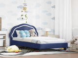 Toddler Bed Frame with Headboard Police Blue 70 x 140 cm Velvet 42010900