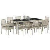 Garden Dining Set 9 pcs Light grey Poly rattan 3334900