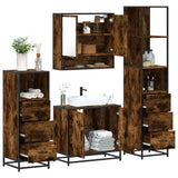 4 Piece Bathroom Furniture Set Smoked Oak Engineered Wood 3301277