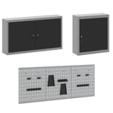 Work Cabinet with Drawer 8 pcs Black Engineered Wood and Steel 3321464