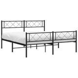 Metal Bed Frame without Mattress with Footboard Black 160x200cm 372298