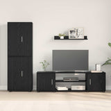 TV Cabinet Set Wall-mounted 4 pcs Black Oak Engineered wood 3397897