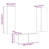 Wall Mounted TV cabinets 3 pcs Artisan Oak Engineered Wood 3328966