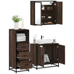 ZNTS 3 Piece Bathroom Furniture Set Brown Oak Engineered Wood 3301009