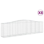 ZNTS Arched Gabion Baskets 8 pcs 400x50x100/120 cm Galvanised Iron 3145962