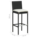 3 Piece Garden Bar Set with Cushions Poly Rattan Black 3095413