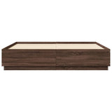 Bed Frame with LED without Mattress Brown Oak 200x200 cm 3209589