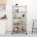 ZNTS 5-Tier Storage Shelf with Wheels 75x35x155 cm Chrome 250 kg 324629