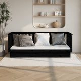 Day Bed without Mattress Black 100x200 cm Solid Wood Pine 821573