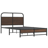 Bed Frame without Mattress 135x190 cm Brown Oak Engineered Wood 4100481