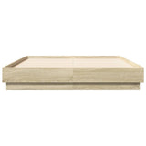 Bed Frame with LED without Mattress Sonoma Oak 135x190 cm Double 3209816