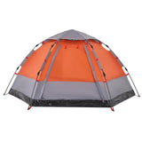 Camping Tent Cabin 4-Person Grey and Orange Quick Release 4005337
